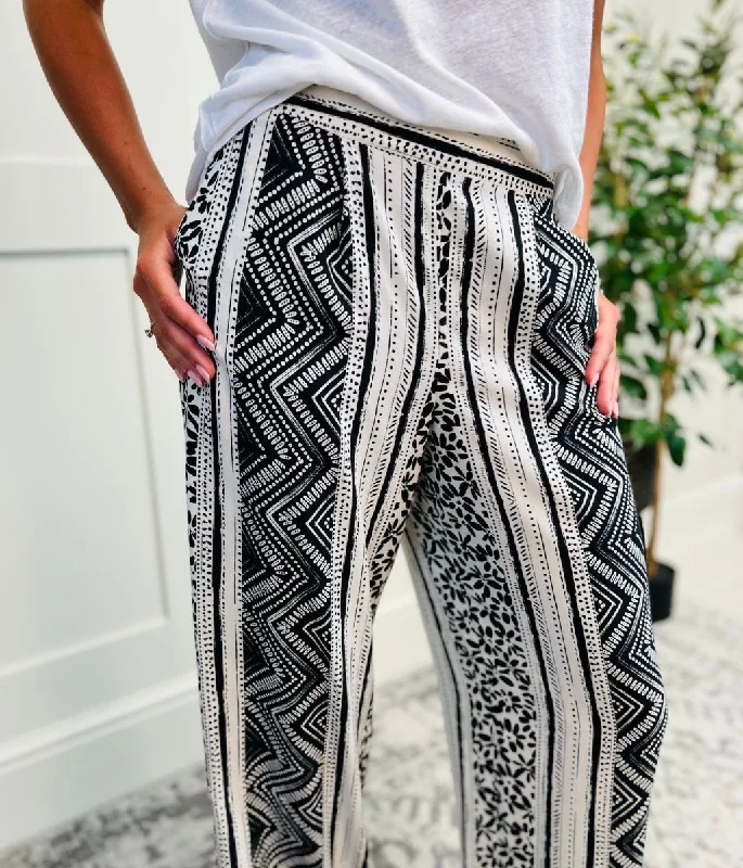 Border Printed Palazzo Trousers