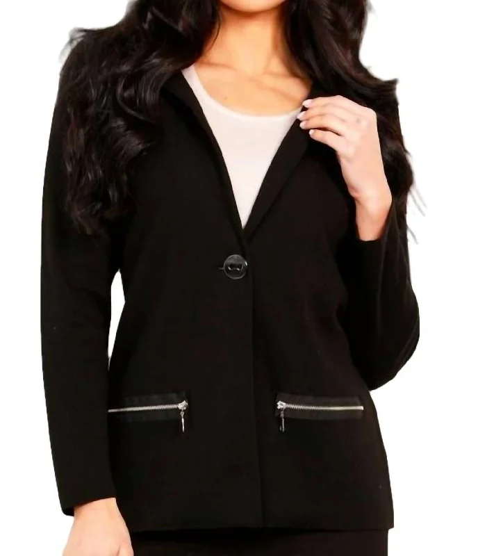 Button Blazer In Black