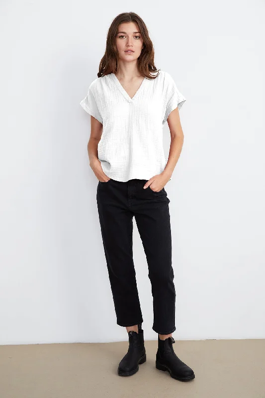 CARAH COTTON CONTRAST BLOUSE