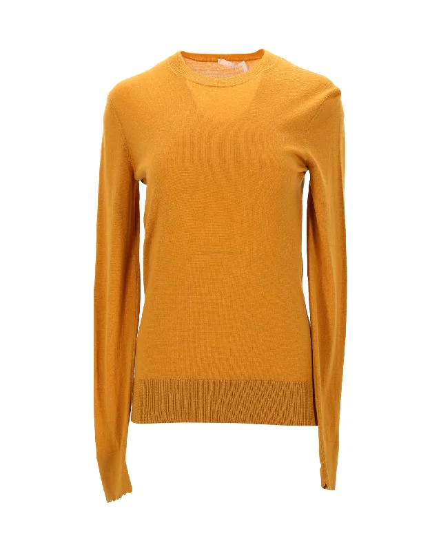 Chloe Crewneck Sweater in Mustard Yellow Wool