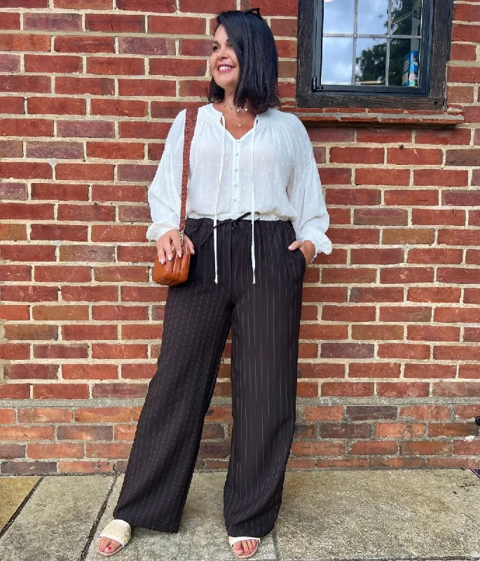 Chocolate Stripe Wide Leg Trousers