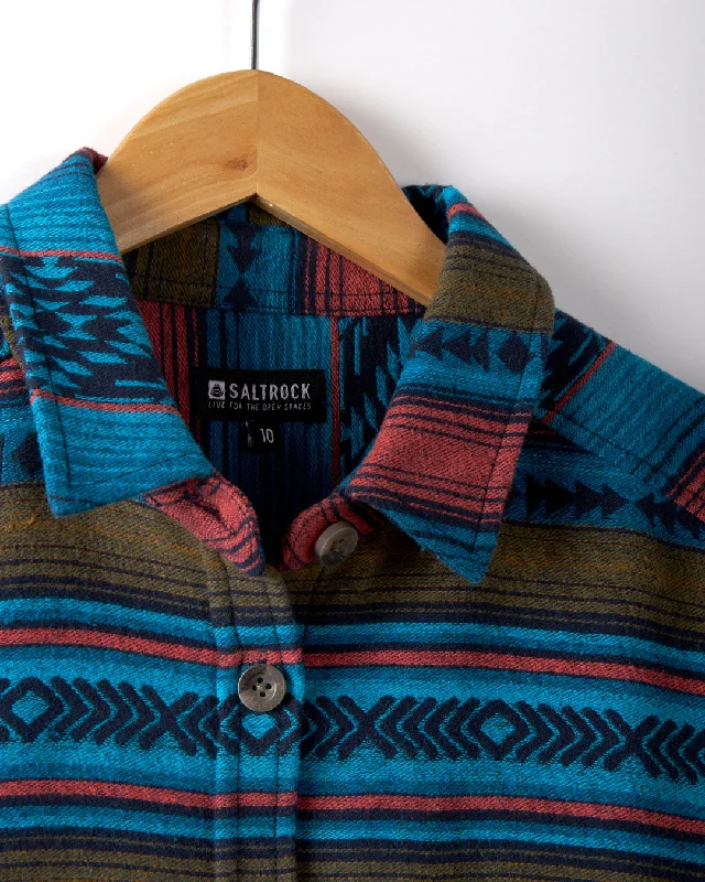 Dani - Boxy Aztec Shirt - Blue