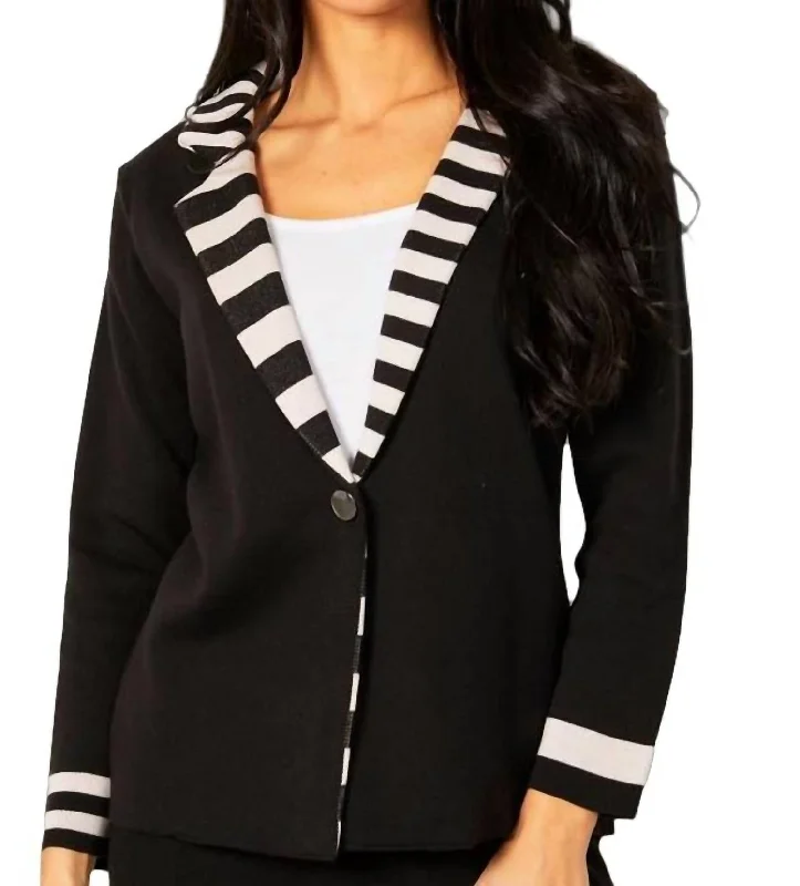 Double Striped Blazer In Black/stone