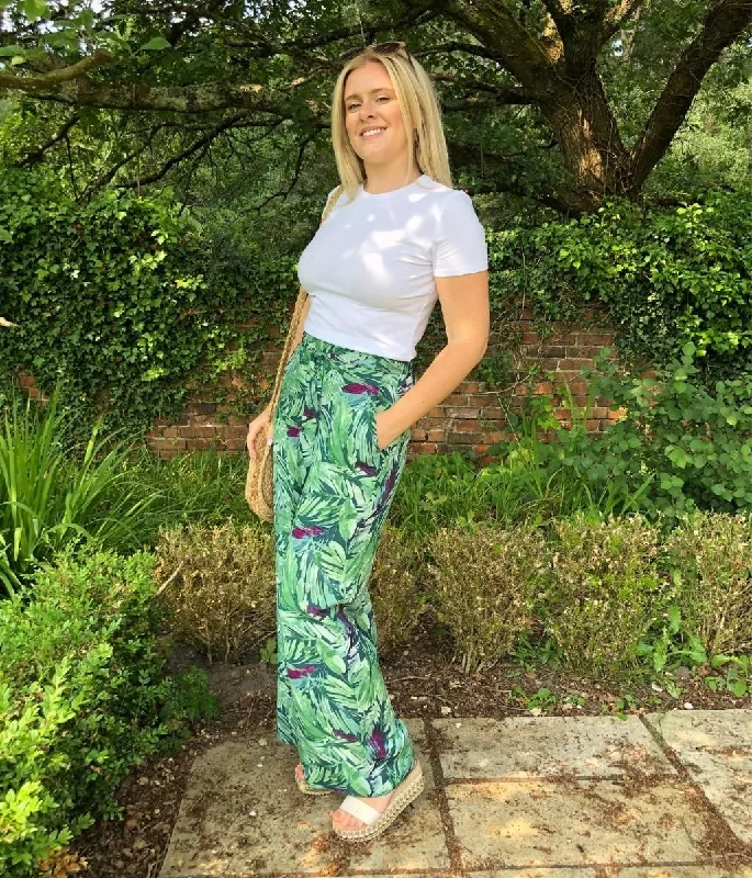 Green Leaf Wide Leg Trousers