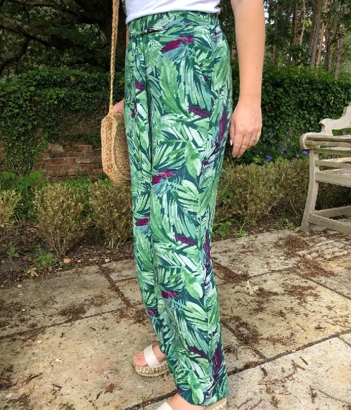 Green Leaf Wide Leg Trousers