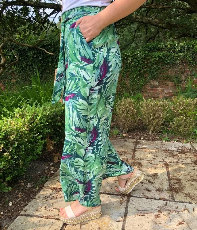 Green Leaf Wide Leg Trousers