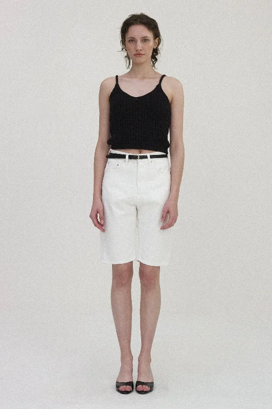 Half White Denim Short