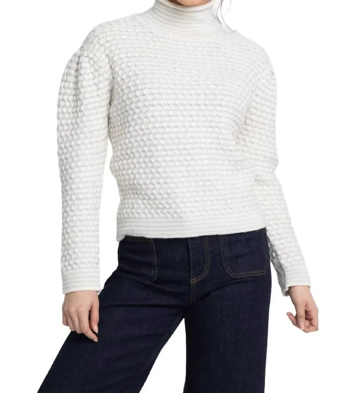 Lurex Funnel Sweater In Ivory