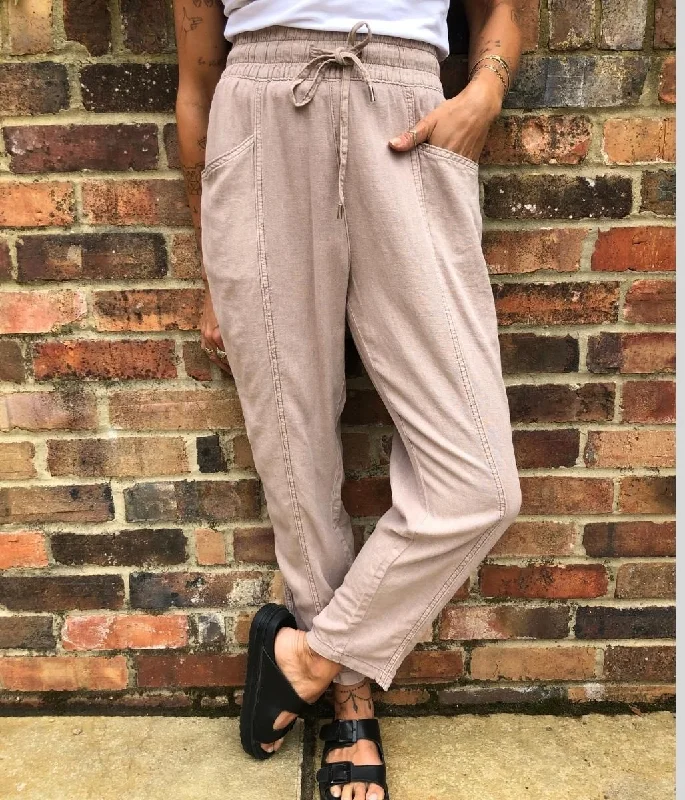 Oatmeal Linen Blend Joggers