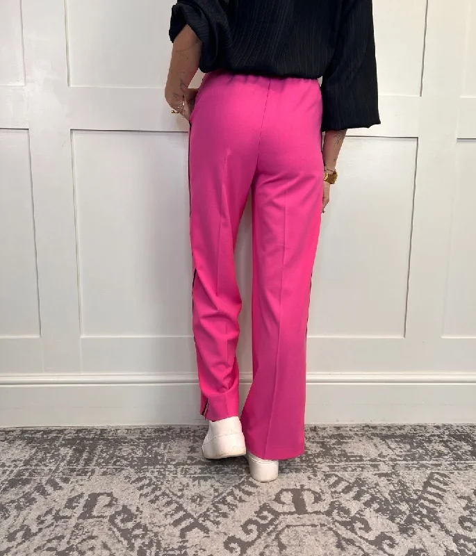 Pink Side Stripe Wide Leg Trousers