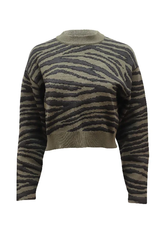 Proenza Schouler Tiger Jacquard Sweater in Olive Viscose