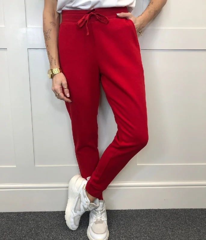 Red Soft Fleece Cuffed Joggers