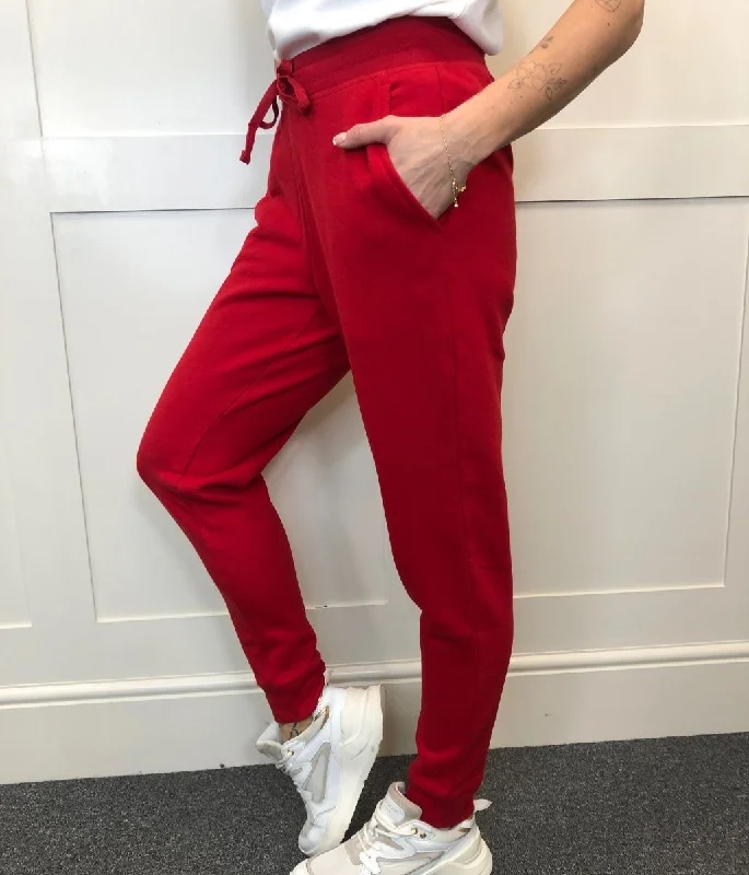 Red Soft Fleece Cuffed Joggers