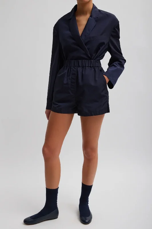 Silk Nylon Pull On Shorts in Navy