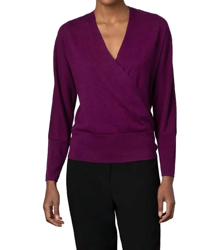 Surplice Sweater In Black Cherry