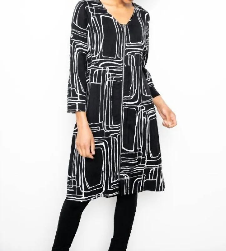 Tencel Zip Front Dress In Black