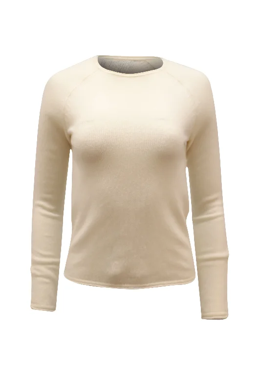 Theory Crewneck Sweater in Ivory Cashmere