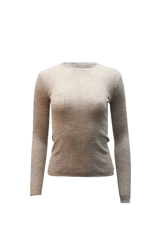 Theory Mirzi Rib Knit Sweater in Grey Merino Wool