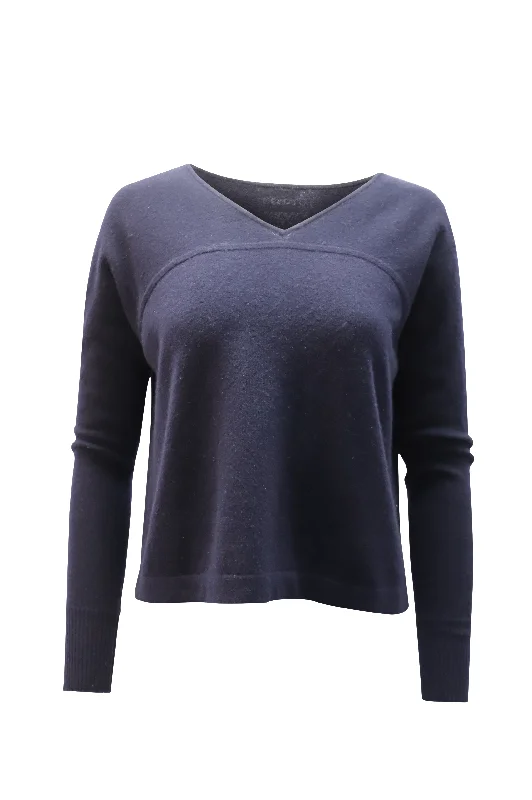 Vince V-Neck Sweater in Navy Blue Cashmere