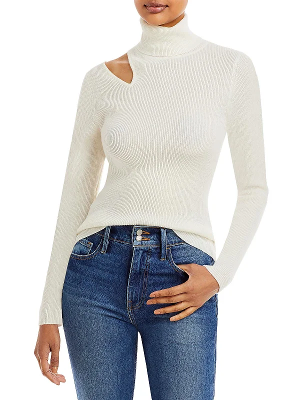 Womens Cashmere Cut-Out Turtleneck Sweater