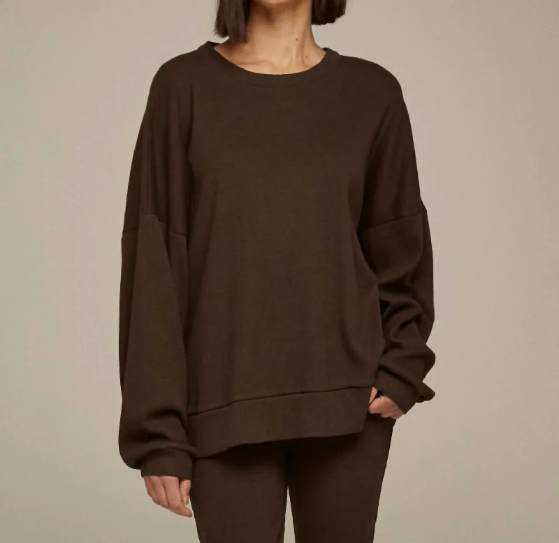 Women's Porter Ribbed Oversized Crew Pullover In Umber