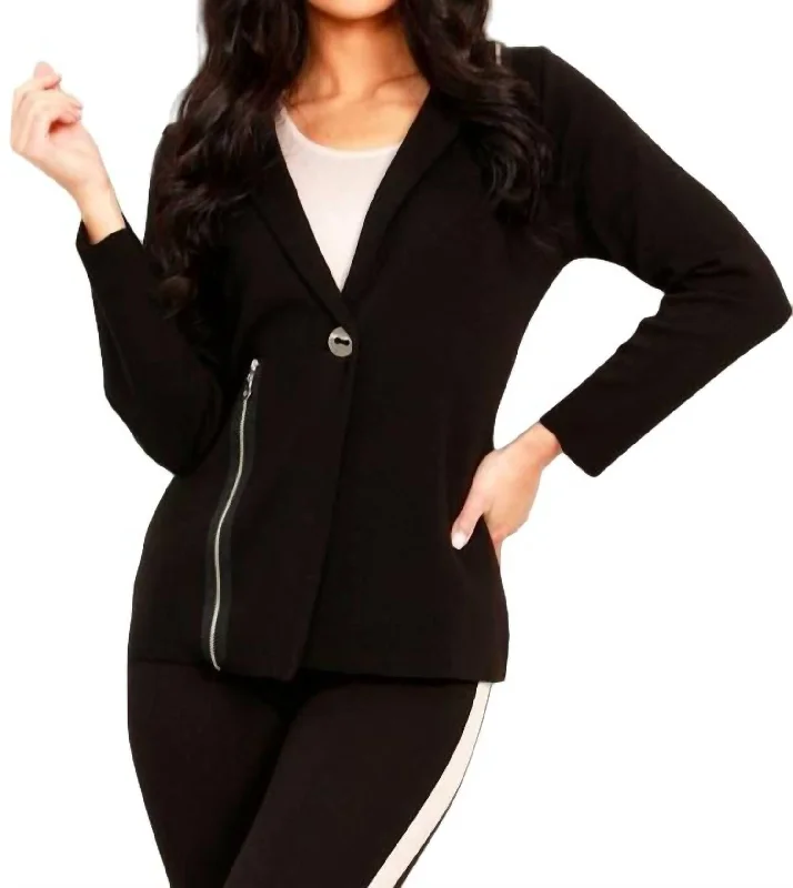 Zip Accent Blazer In Black