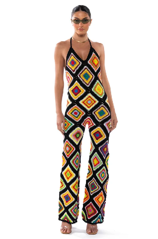 THE WAY YOU GROOVE CROCHET HALTER JUMPSUIT